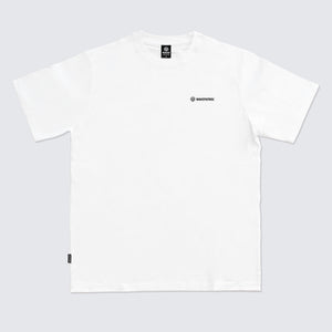 WHITE T-SHIRT BRAND LOGO